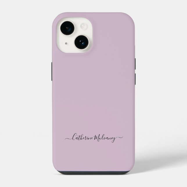 Dusty Plum Simple Minimalist Script Custom Name iPhone Case (Back)