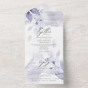  Dusty Plum Violet Foliage All In One Invitation