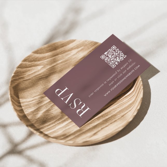 Dusty Plum Wedding QR Code RSVP Enclosure Card (Creator Uploaded)