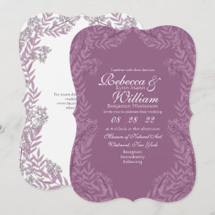 Dusty Plum Wedding Vintage Botanical Invitation
