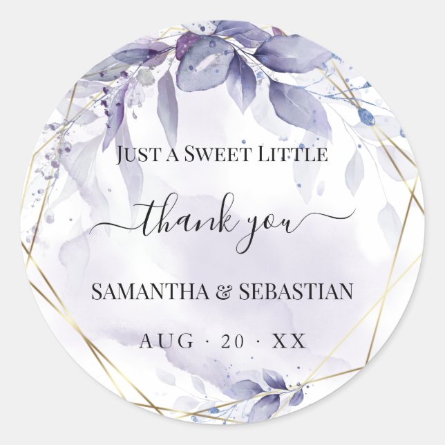 Dusty Plum Wispy Floral Thank You Classic Round Sticker (Front)