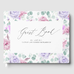 Dusty Purple and Pink Floral Elegant Wedding Guest Book