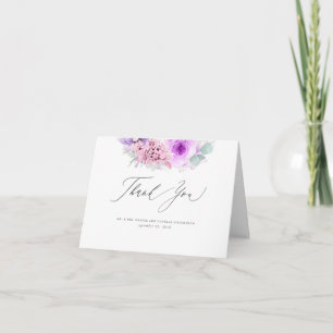 Dusty Purple and Pink Flowers Elegant Thank You