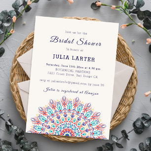 Dusty Purple Aqua Pampas Meadow Bridal Shower Invitation