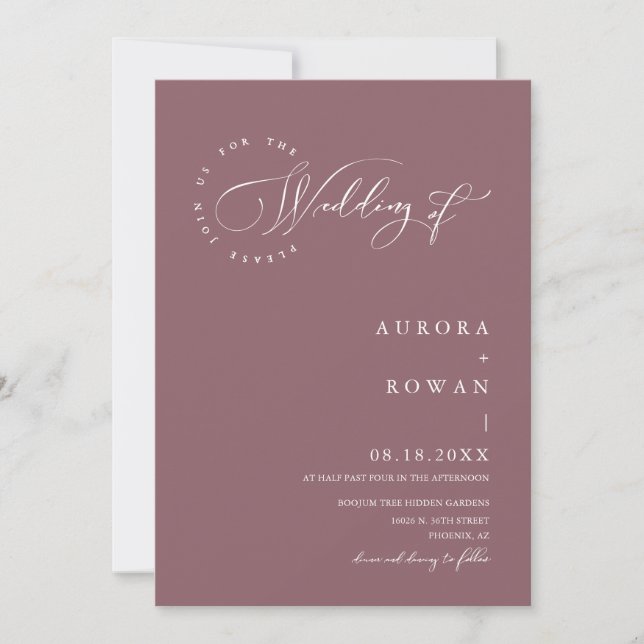 Dusty Purple Arch QR Code Wedding Photo Invitation (Front)