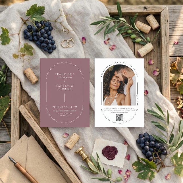 Dusty Purple Arch QR Code Wedding Photo Invite (Creator Uploaded)