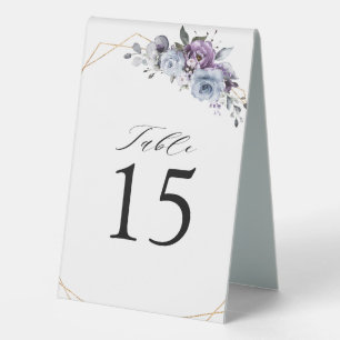 Dusty Purple Blooms Geometric Table Number 
