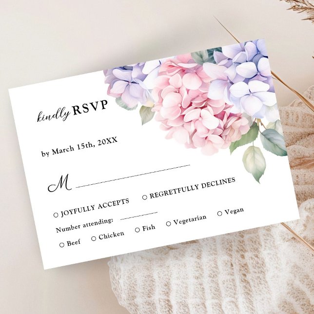 Dusty Purple & Blush Pink Hydrangea Wedding RSVP (Creator Uploaded)