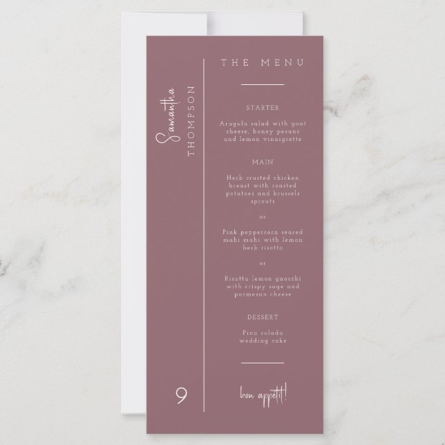 Dusty Purple Boho Wedding Thank You Placecard Menu (Front)