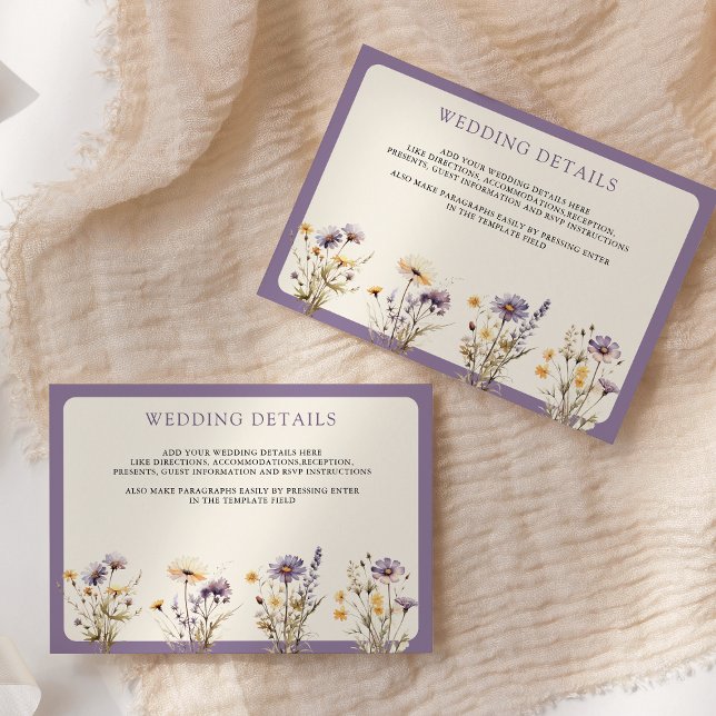 Dusty Purple Boho Wildflower Wedding Details Enclosure Card (Creator Uploaded)