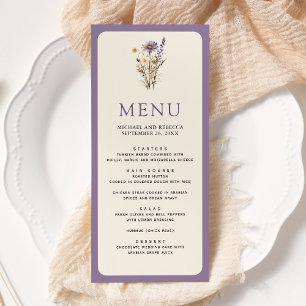 Dusty Purple Boho Wildflower Wedding Menu