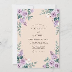 Dusty Purple Botanical Flourish Wedding Invitation
