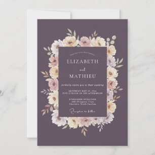 Dusty Purple Botanical Watercolor Wedding Invitation