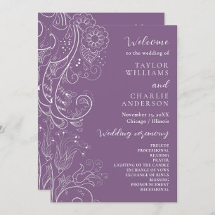 Dusty Purple Elegant Floral Wedding Program