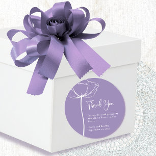 Dusty Purple Elegant Floral Wedding Thank You Classic Round Sticker
