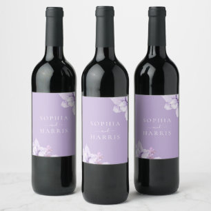 Dusty Purple Elegant Floral Winter Spring Wedding Wine Label