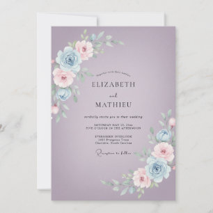 Dusty Purple Ethereal Blossom Wedding Invitation