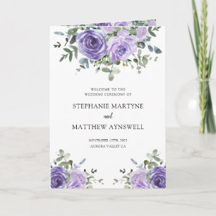 Dusty Purple Eucalyptus Botanical Wedding Program
