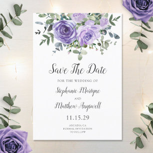 Dusty Purple Eucalyptus Botanical Wedding Save The Date