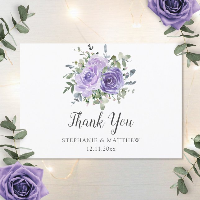 Dusty Purple Eucalyptus Botanical Wedding Thank You Card (Creator Uploaded)