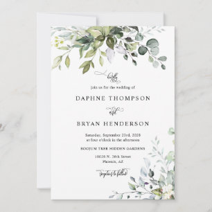 Dusty Purple Eucalyptus Wedding QR Code Photo Invitation