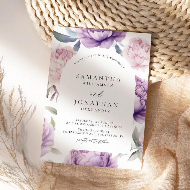 Dusty Purple Floral Arch Rustic Wedding Invitation (Creator Uploaded)