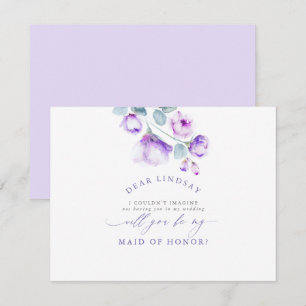 Dusty Purple Floral Bridesmaid - Maid of Honour Invitation
