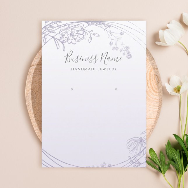 Dusty Purple Floral Circle Earring Jewellery Displ Business Card (Creator Uploaded)