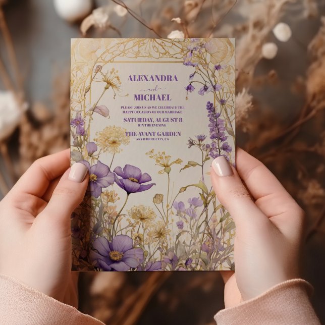 Dusty Purple Floral Elegant Boho Wedding  Invitation (Creator Uploaded)