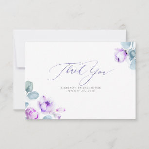Dusty Purple Floral Elegant Small Thank You