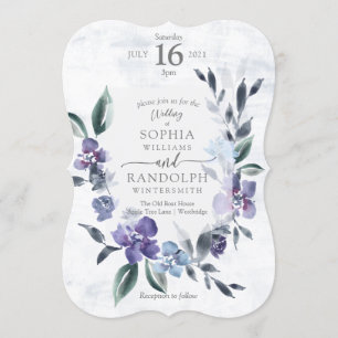 Dusty Purple Floral Garden Wedding Invitation, Inv Invitation