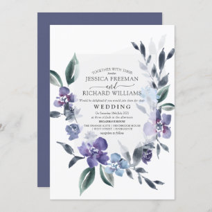 Dusty Purple Floral Garden Wedding Invitation, Invitation