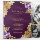 Dusty Purple Floral Gold Lace QR Code Wedding