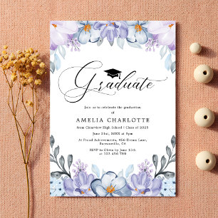 Dusty Purple Floral Graduation Party Invitation