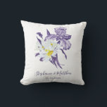 Dusty Purple Floral Iris White Daisy Wedding Cushion<br><div class="desc">This pillow feature an elegant modern watercolor floral design with purple iris flowers and white daisies. Personalise with your names and wedding date. This pillow is part of a collection which includes other matching wedding products. Please visit my store to see the full range of wedding and bridal products that...</div>