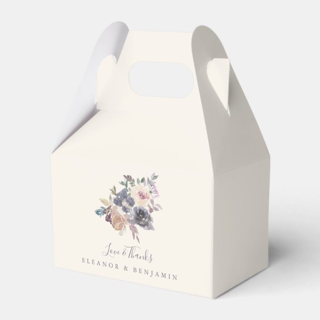 Dusty Purple Floral Watercolor Custom Wedding  Favour Box (Front Side)