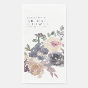 Dusty Purple Floral Watercolor Name Bridal Shower  Napkin