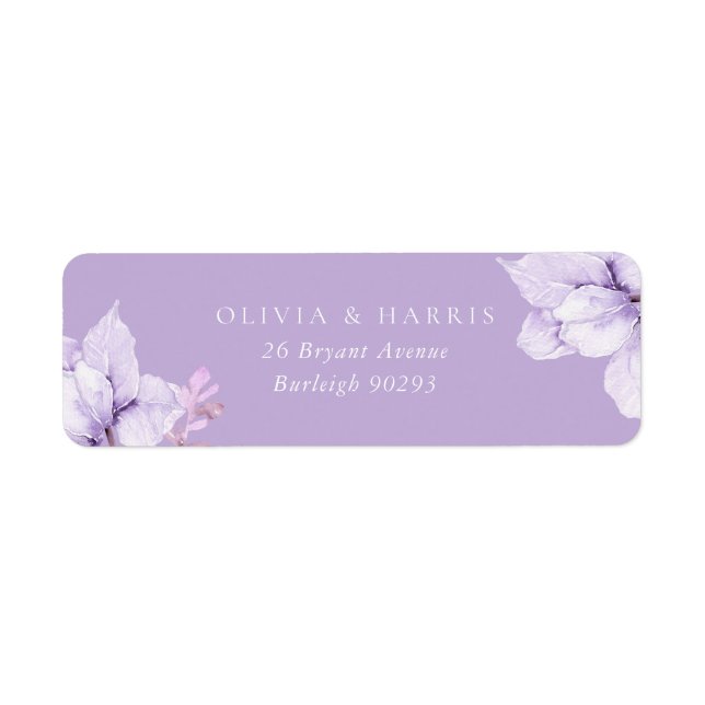 Dusty Purple Floral Wedding Return Address Label (Front)