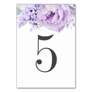 Dusty Purple Floral Wedding Table Number