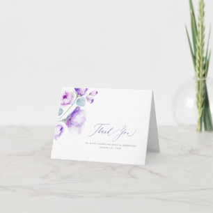 Dusty Purple Floral Wedding Thank You Card