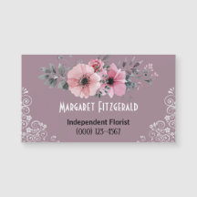 Dusty purple florist magnetic business card