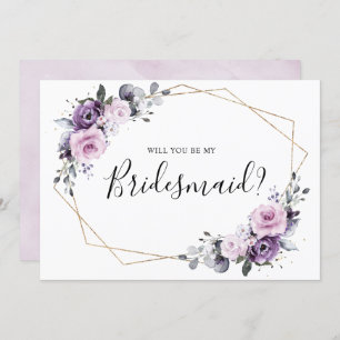 Dusty Purple Geometric Will You Be My Bridesmaid Invitation