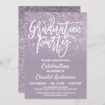 Dusty Purple Grey Faux Glitter Ombre Graduation