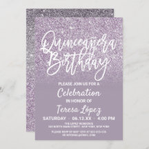 Dusty Purple Grey Faux Glitter Ombre Quinceañera