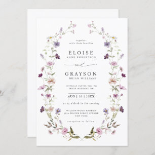 Dusty Purple Lavender Wildflower Garden Wedding  Invitation