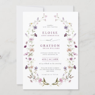 Dusty Purple Lavender Wildflower Garden Wedding  Invitation