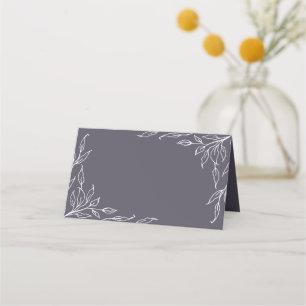 Dusty Purple Leaf Motif Thanksgiving Folded Place Card