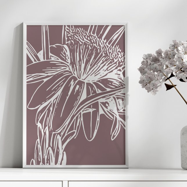 Dusty Purple Minimalist Botanical Floral Line Art  Poster (Creator Uploaded)