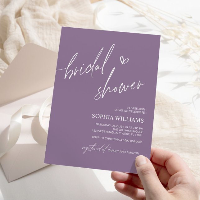 Dusty Purple Minimalist Bridal Shower Invitation (Creator Uploaded)