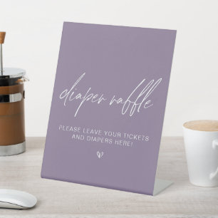 Dusty Purple Minimalist Shower Diaper Raffle Pedestal Sign